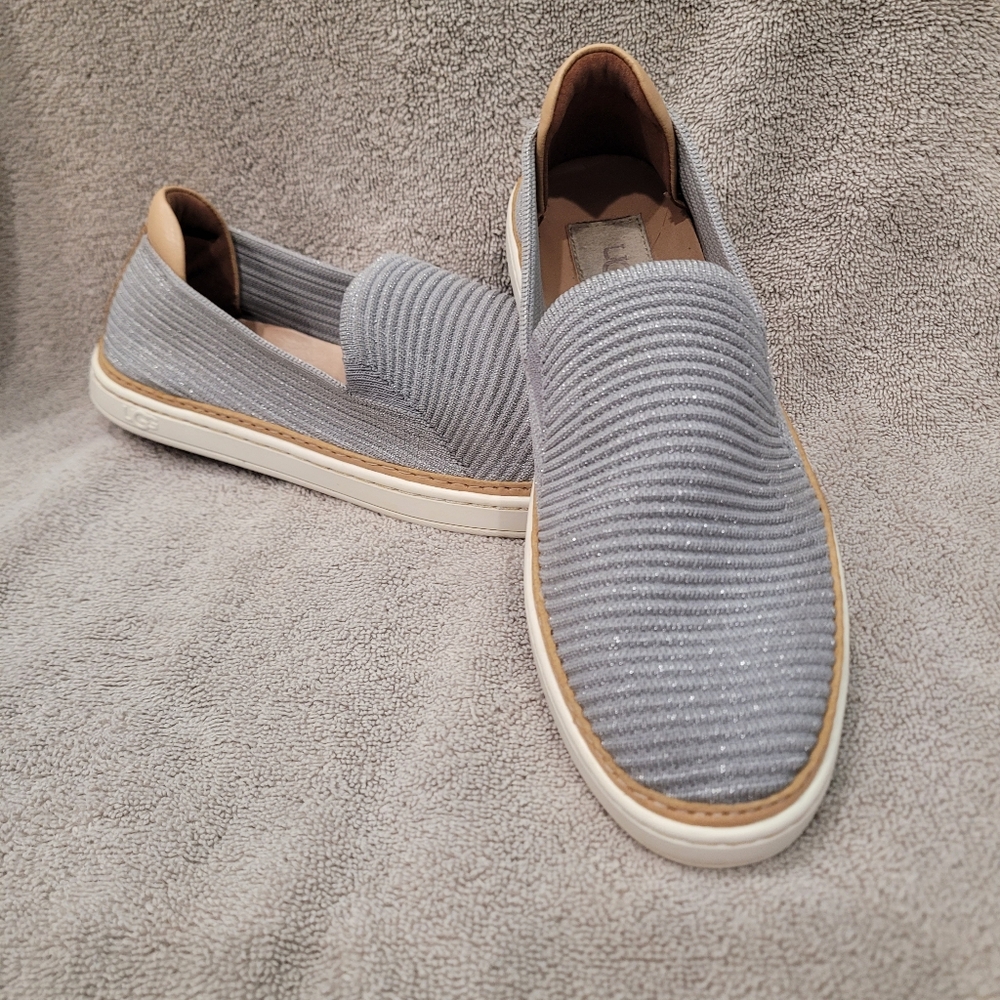 Ugg Leather and Fabric Slip Ons